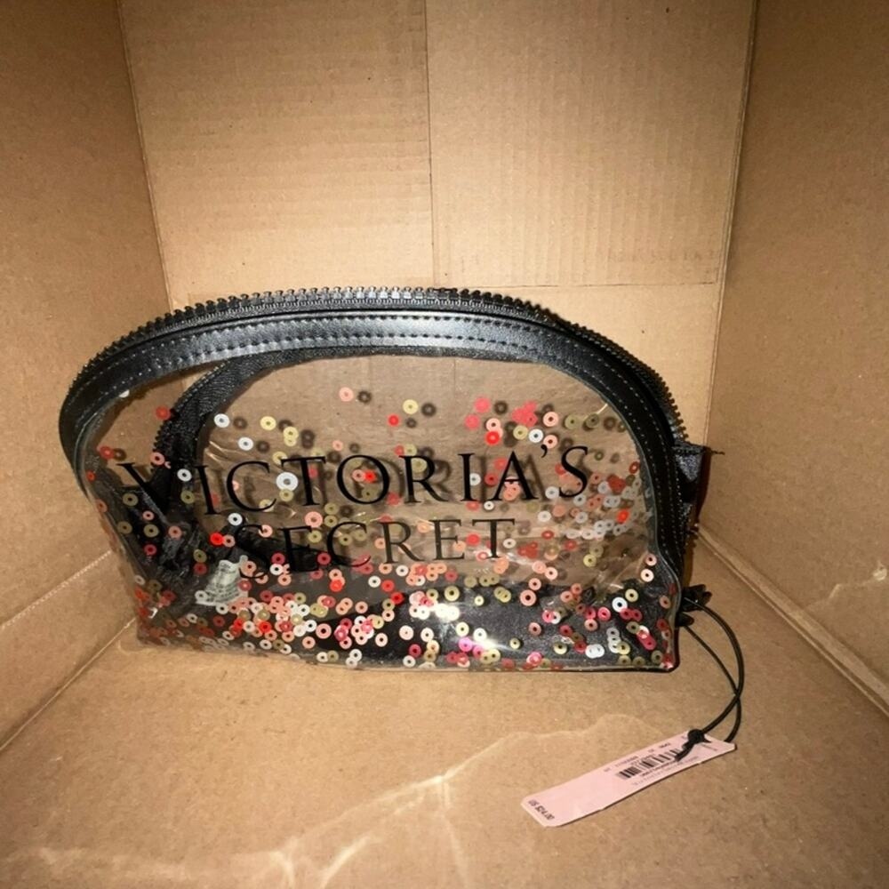 Victoria Secret Sparkle Accessory Clear makeup Cosmetic Bag